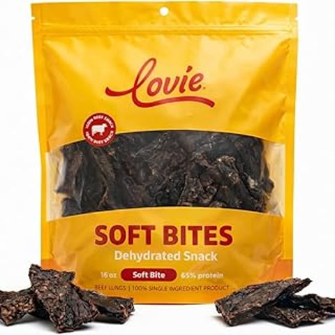 A bag of Lovie Soft Bites Dehydrated Snack.