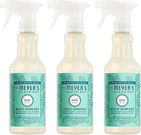 A bottle of Mrs. Meyer's Clean Day Multi-Surface cleaner.