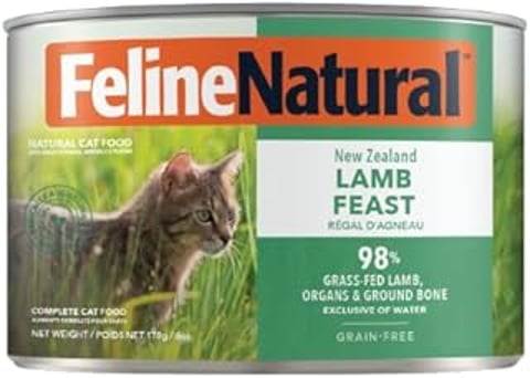 A can of New Zealand Lamb Feast cat food.