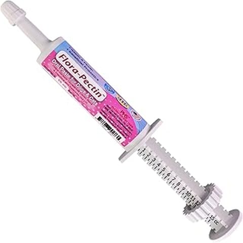 A bottle of flora-pectin oral paste for dogs and cats.