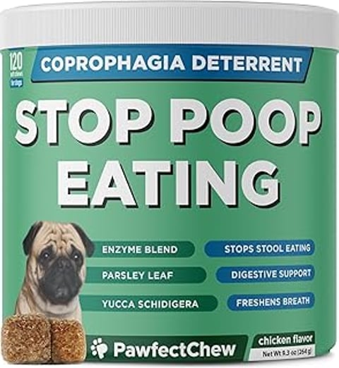 A dog food product called Stop Poop Eating.