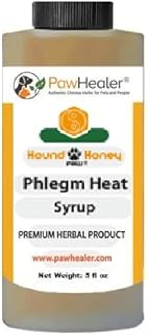 A bottle of Hound Honey Phlegm Heat Syrup.