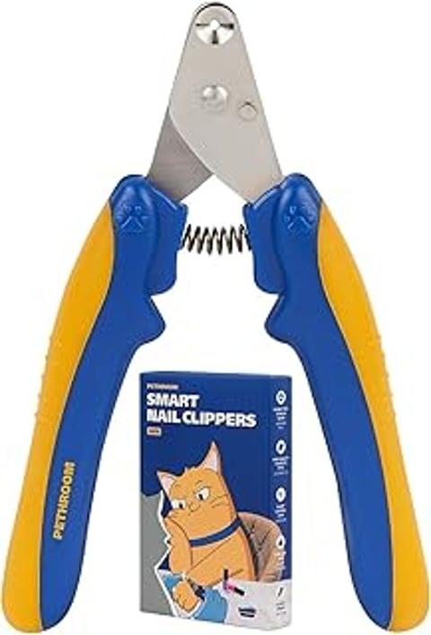 A blue and yellow cat nail clipper.