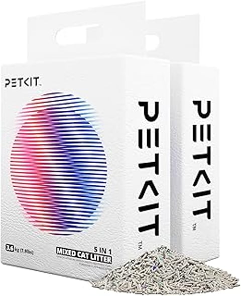 A box of Petkit litter with a bag of litter next to it.