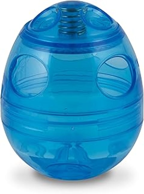 A blue plastic toy shaped like an egg.