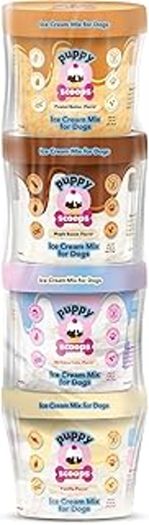 A container of Puppy Scoops ice cream mix.