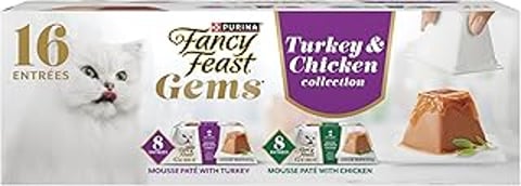 Purina Fancy Feast Gems Pate Mousse with Turkey and with Chicken Wet Cat Food Variety Pack - 4 oz. (Pack of 1)