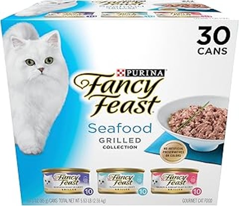 Purina Fancy Feast Grilled Wet Cat Food Seafood Collection in Wet Cat Food Variety Pack - (Pack of 30) 3 oz.