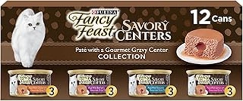 Purina Fancy Feast Savory Centers Wet Cat Food Pate Variety Pack With Chicken, Salmon, Beef, and Tuna Pate wi...