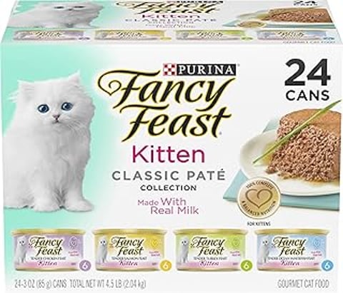 Purina Fancy Feast Tender Ocean Whitefish, Turkey, Chicken and Salmon Feasts Wet Kitten Food Variety Pack - (24 cans)
