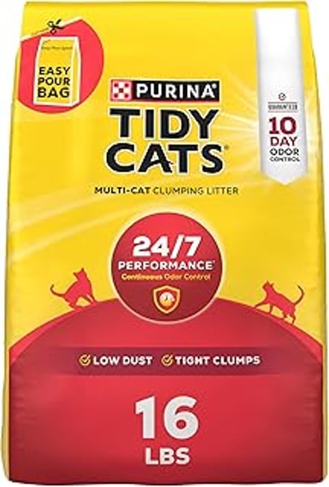 Purina Tidy Cats Clumping Cat Litter Odor Control, 24/7 Performance Multi Cat Litter - 16 lb. Bag.