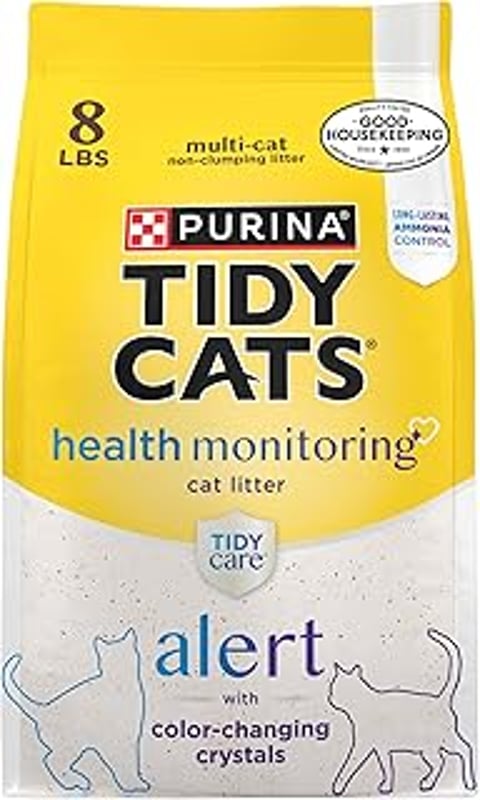 Purina Tidy Cats Tidy Care Alert Cat Health Monitoring Non Clumping Cat Litter with Silica Crystals - 8 Pound.