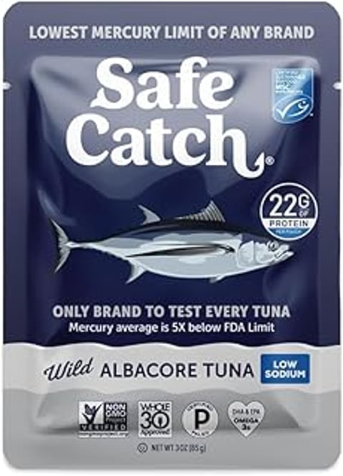 A bag of safe catch tuna fish.