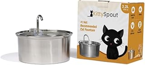 A stainless steel cat water fountain.