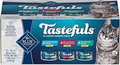A box of Tastefuls cat food variety pack.