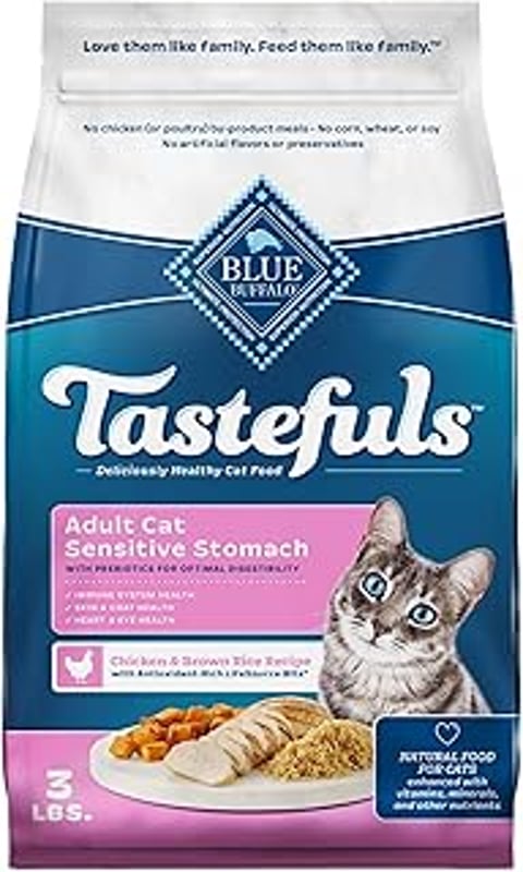 A cat food bag that says Tastefuls on it.