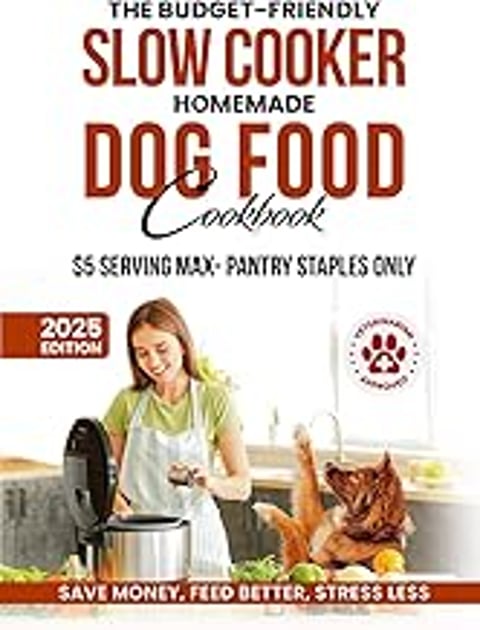 A woman is cooking food in a slow cooker.