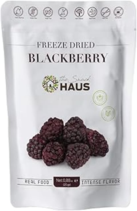 The Snack Haus Freeze Dried Blackberries.