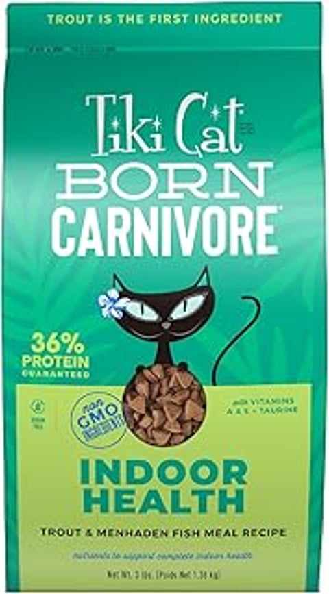 A cat food bag with a black cat on it.