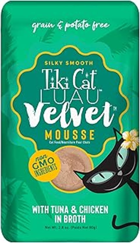A cat food product called Tiki Cat Velvet Mousse.