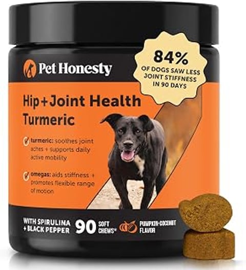 A jar of Pet Honesty Joint Health Turmeric for dogs.