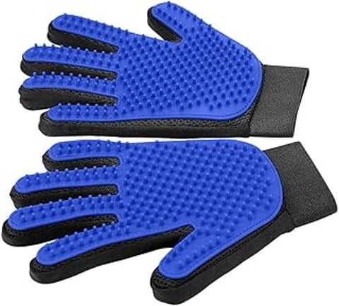 Blue gloves with a black strap.