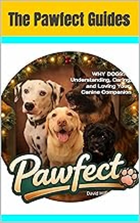Three dogs are shown on the cover of a book.