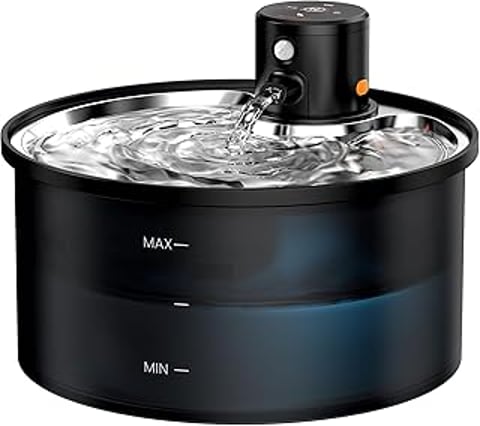 A black and silver cat water fountain.