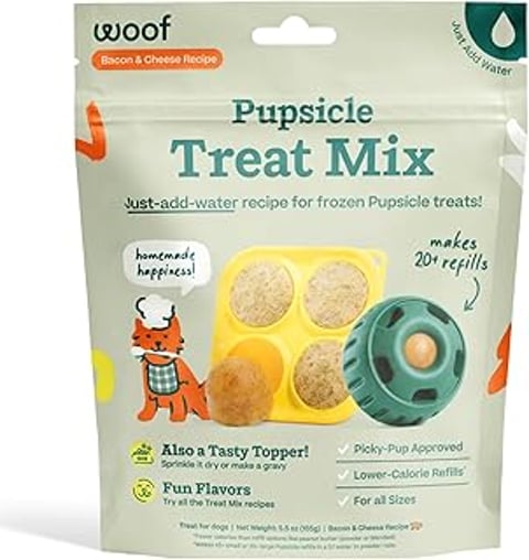 A bag of Woof Pupsicle Treat Mix.