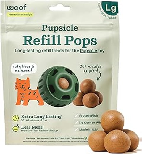 A bag of Woof Pupsicle Chicken Refill Pops.