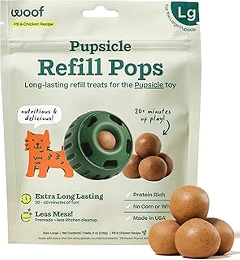 A bag of Woof Pupsicle Chicken Refill Pops.