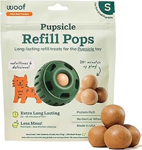 A bag of WOOF Pupsicle Refill Pops.