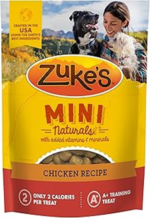 A bag of Zuke's Mini Naturals dog treats.