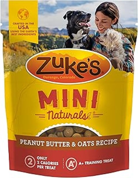 A bag of Zuke's Mini Naturals dog treats.